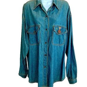2 DAZE Vintage Blue Lightweight  Denim Shirt XL